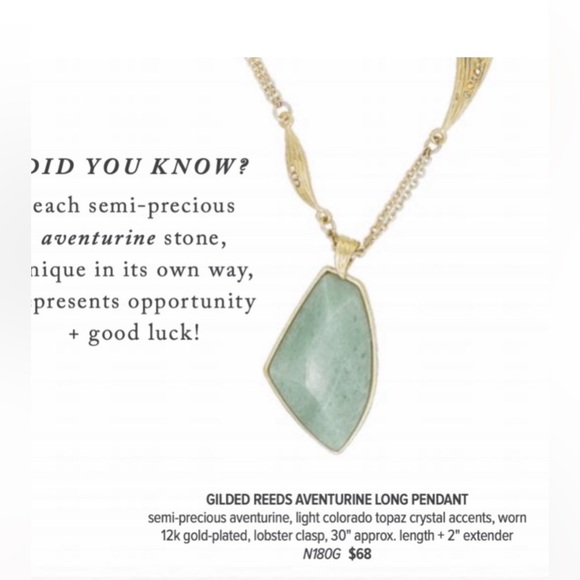 Chloe + Isabel Gilded Reeds Aventurine Long Pendant - Picture 7 of 10